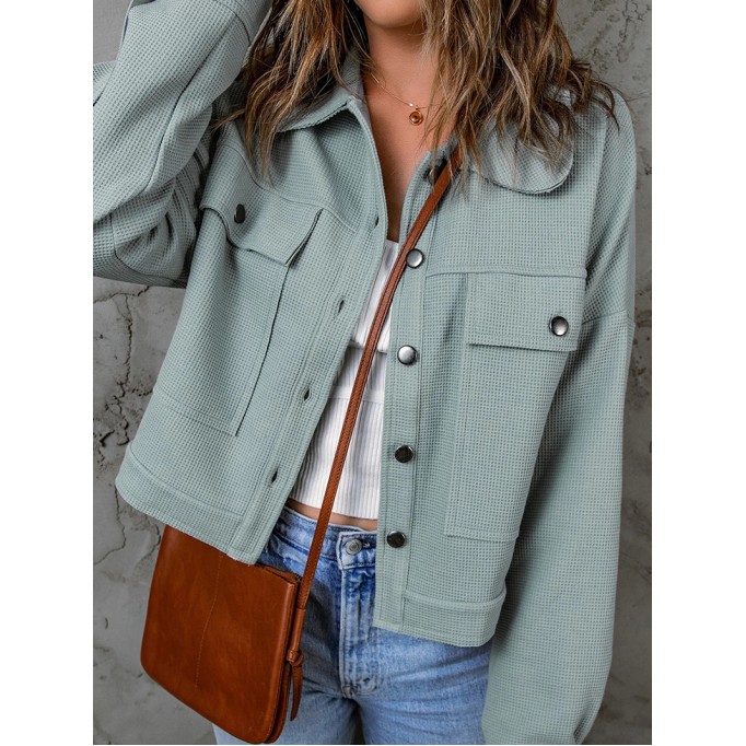 Casual solid color waffle jacket