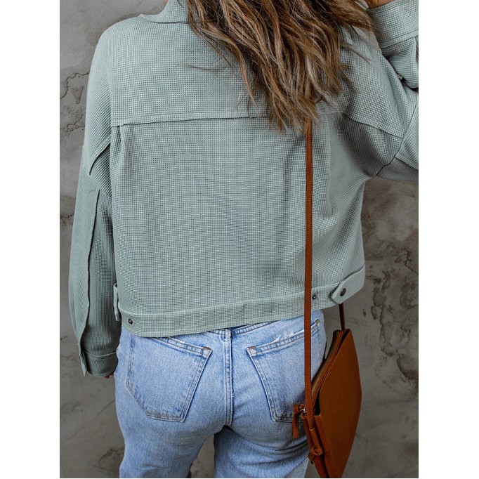 Casual solid color waffle jacket