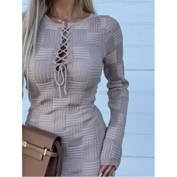 Casual strappy solid color knitted dress