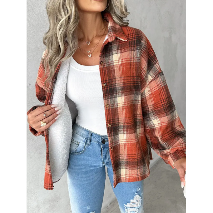 Casual thick plaid women's jacket