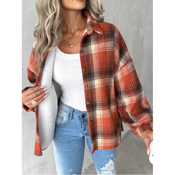 Casual thick plaid women's jacket