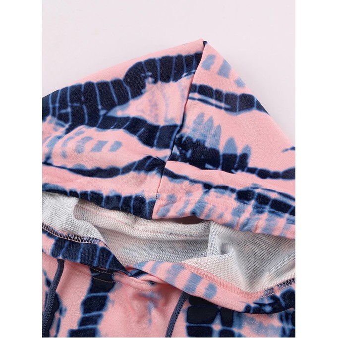 Casual Tie Dye Contrast Long Sleeve Hoodie