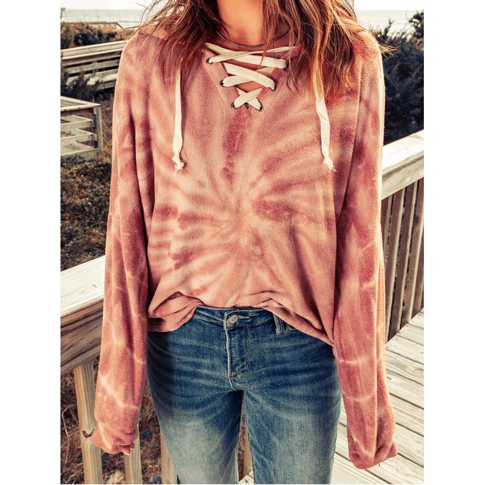 Casual tie-dye strappy hoodie