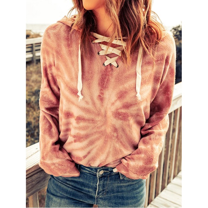 Casual tie-dye strappy hoodie