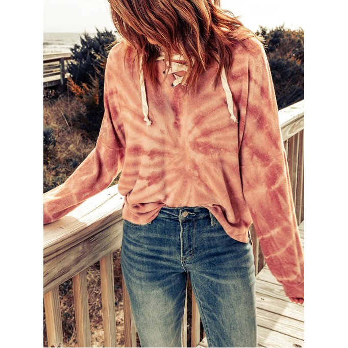 Casual tie-dye strappy hoodie