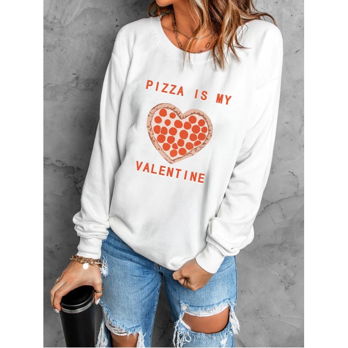 Casual Valentine printed sweatshirt