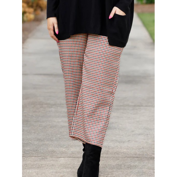 Checkered cropped straight leg pants