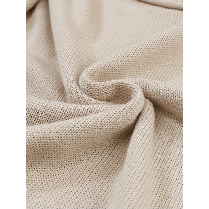 Coffee Colorblock Bishop Sleeve Ribbed Trim Sweater