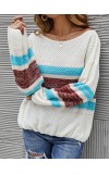 Color Block Boat Neck Knit Top