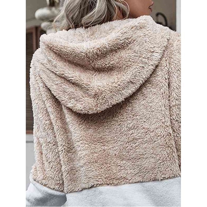 Contrast Drawstring Long Sleeve Hoodie