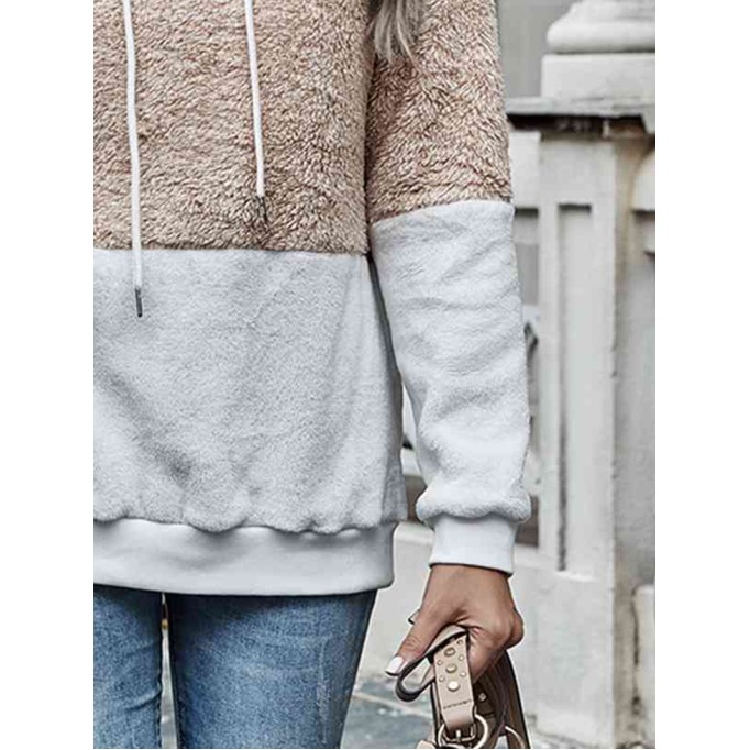 Contrast Drawstring Long Sleeve Hoodie