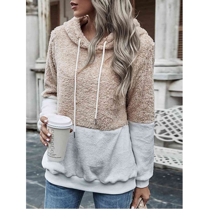 Contrast Drawstring Long Sleeve Hoodie