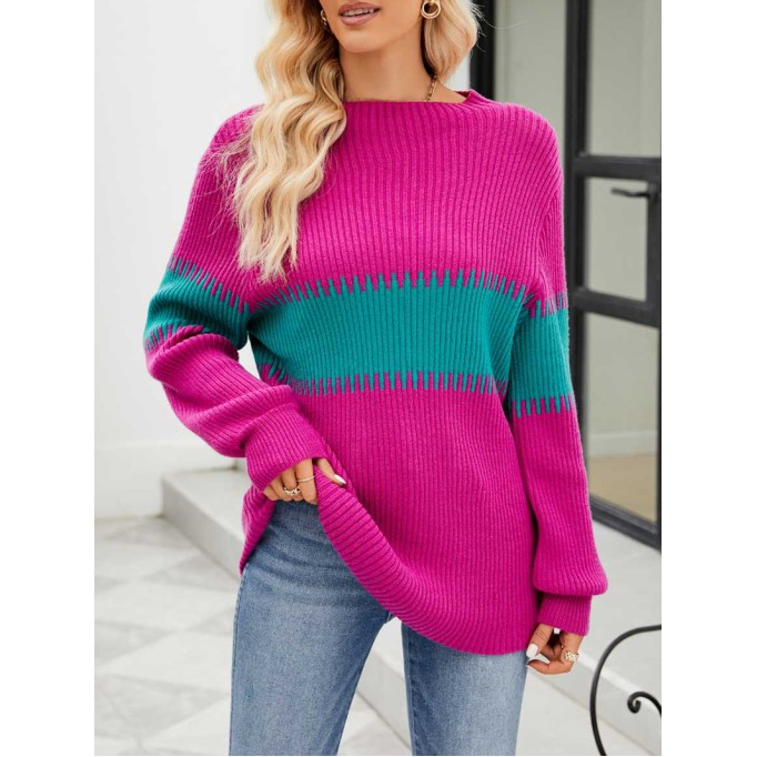 Contrast Round Neck Sweater
