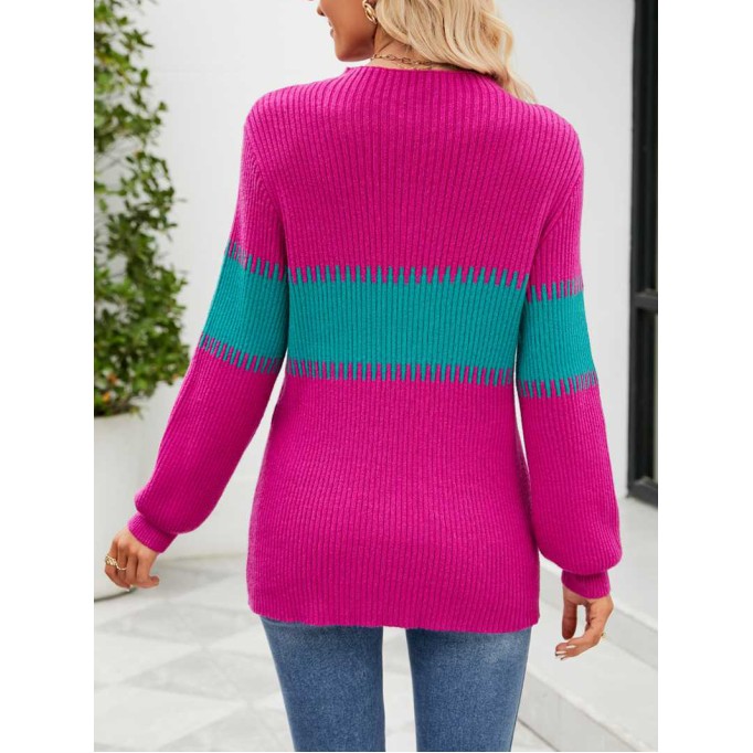 Contrast Round Neck Sweater