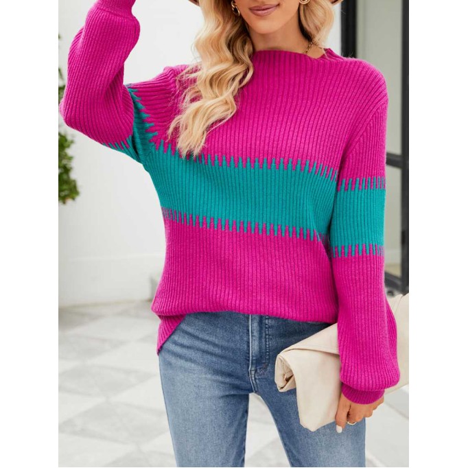 Contrast Round Neck Sweater