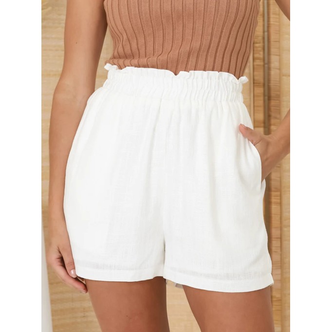 Cotton and linen shorts