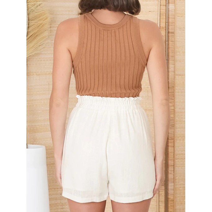 Cotton and linen shorts
