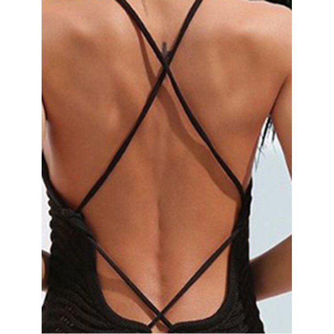 Crisscross Halter Neck Openwork Cover-Up Dress