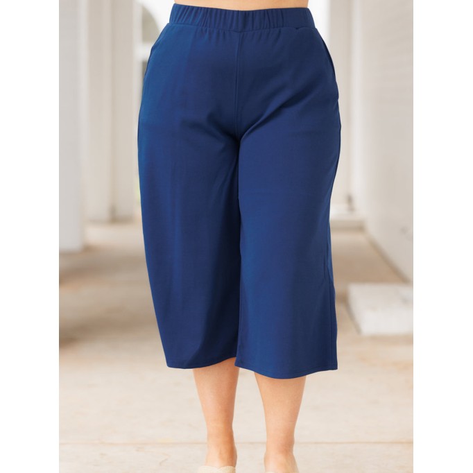 Dark blue loose cropped straight leg pants