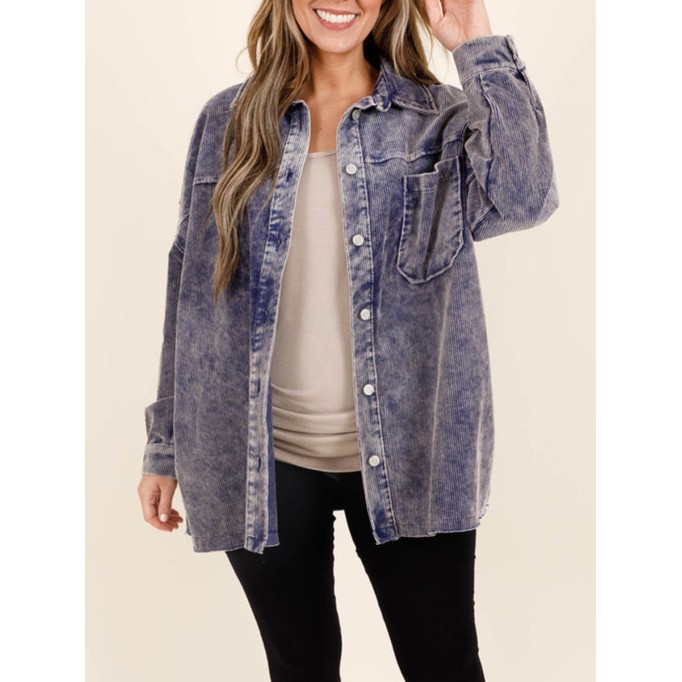 Dark blue pocket button denim jacket