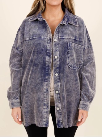 Dark blue pocket button denim jacket
