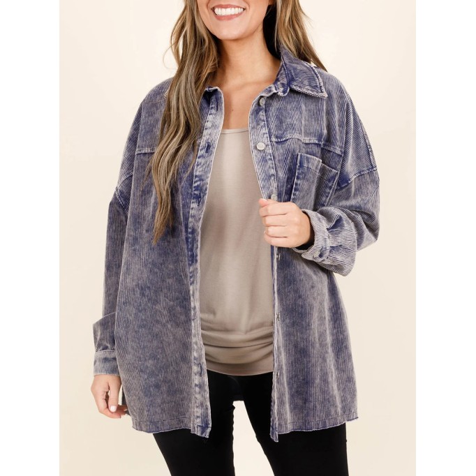 Dark blue pocket button denim jacket