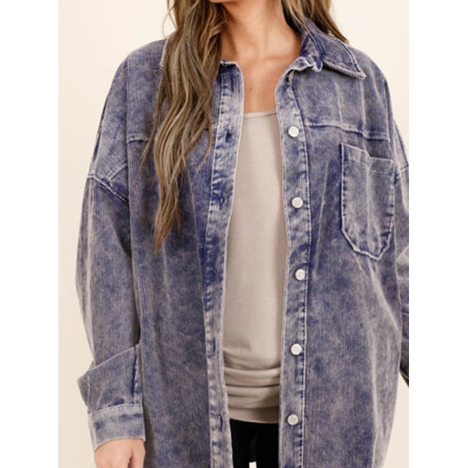 Dark blue pocket button denim jacket