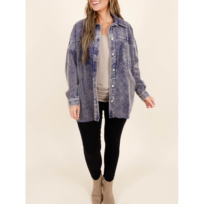 Dark blue pocket button denim jacket