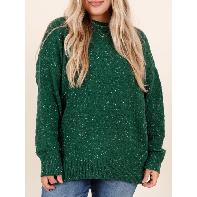 Dark green bright silk loose knit sweater