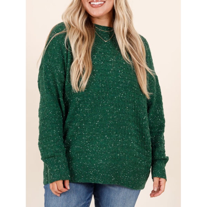 Dark green bright silk loose knit sweater