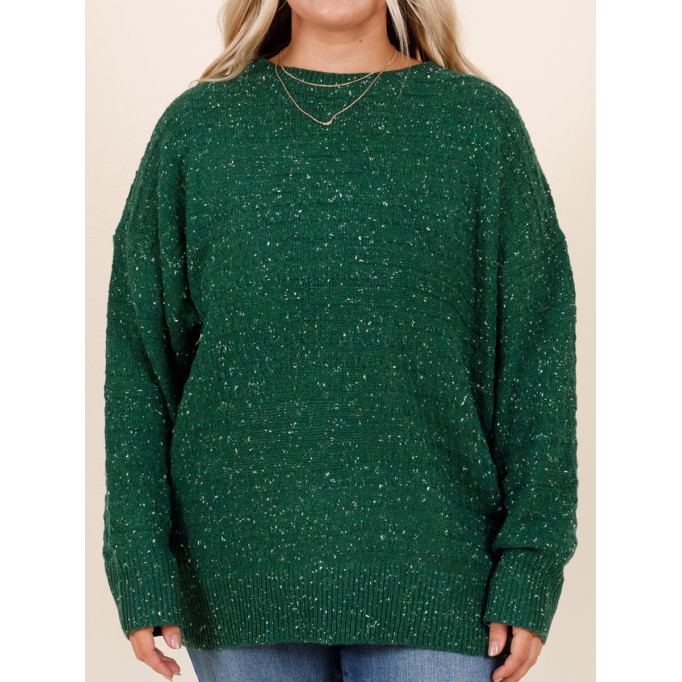 Dark green bright silk loose knit sweater