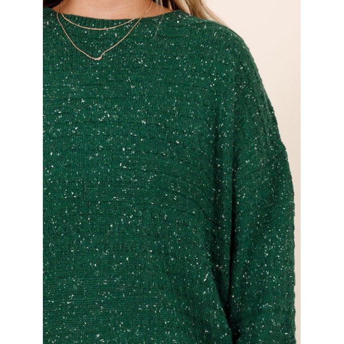 Dark green bright silk loose knit sweater
