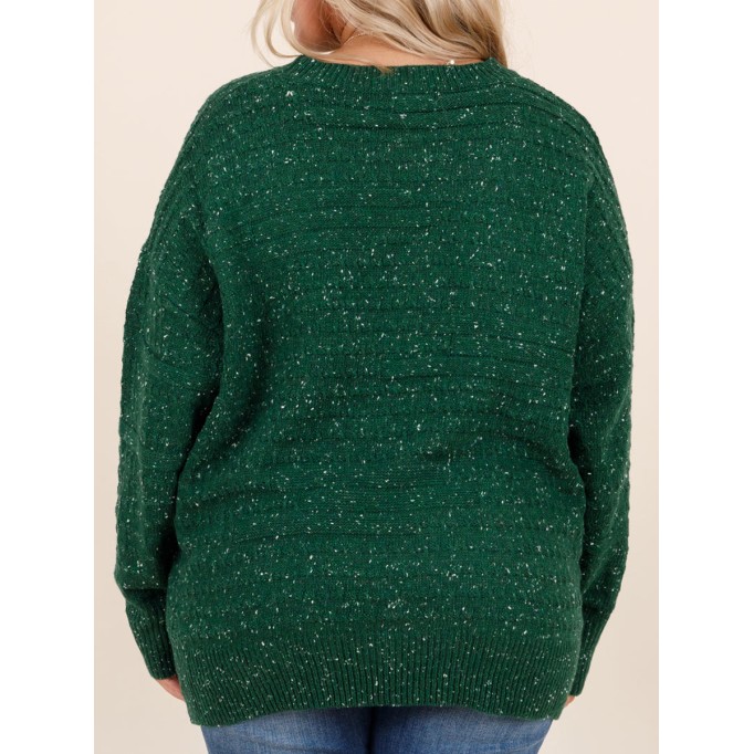 Dark green bright silk loose knit sweater