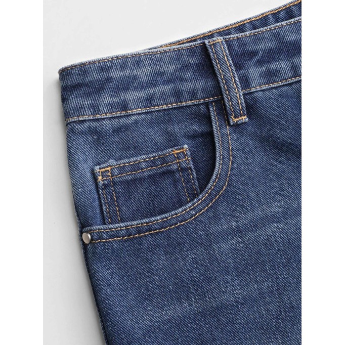 Denim High Waist Pocket Wide Leg Jeans