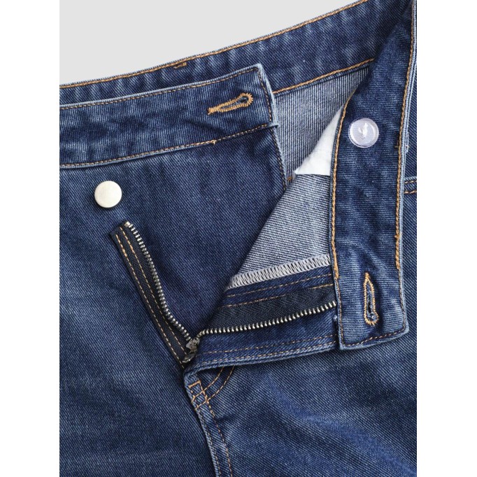 Denim High Waist Pocket Wide Leg Jeans