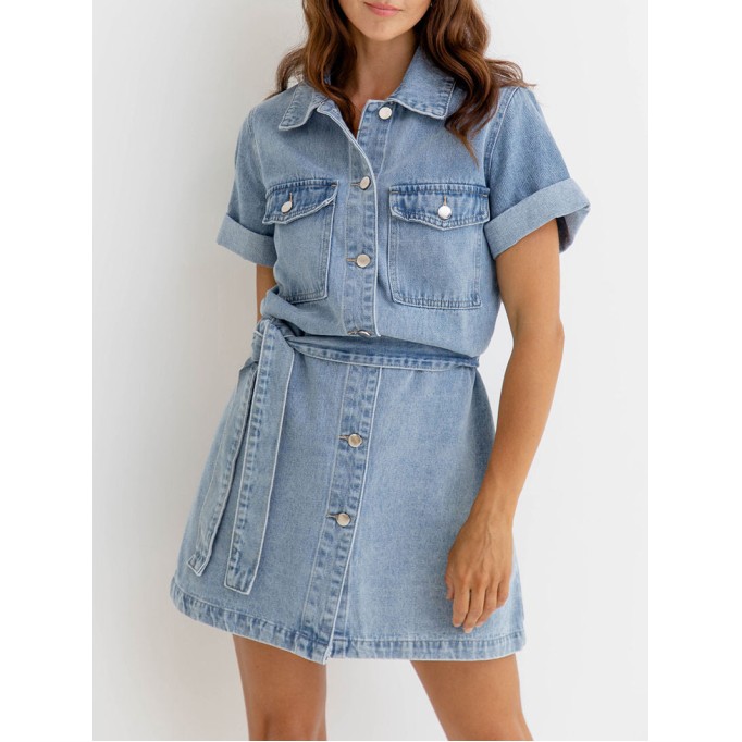 Denim Mini Dress - Light Wash