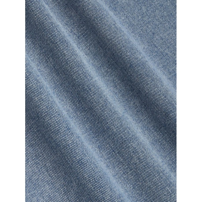 Denim Pleated Straight Leg Jeans