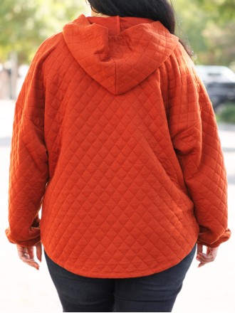 Diamond plaid button loose fitting hoodie