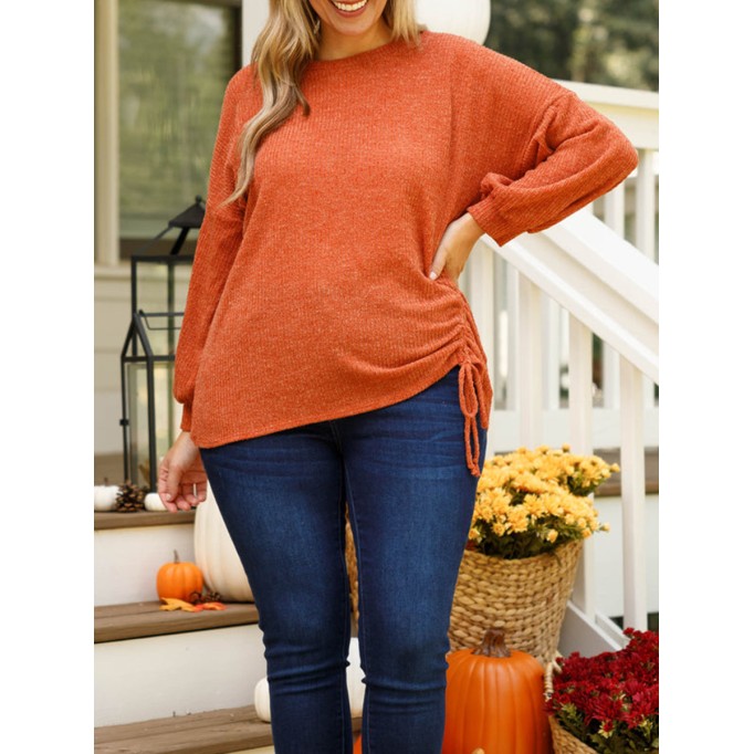 Drawstring design loose knit sweater