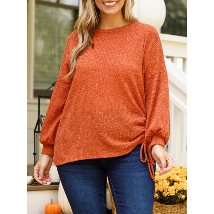 Drawstring design loose knit sweater
