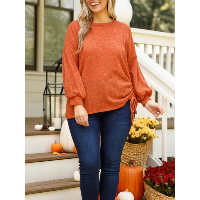 Drawstring design loose knit sweater