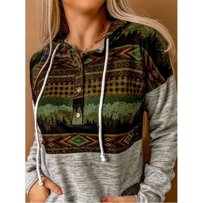 Drawstring Dropped Shoulder Hoodie with Pockets