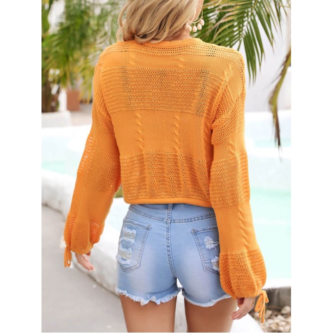 Drawstring hem round neck short smock