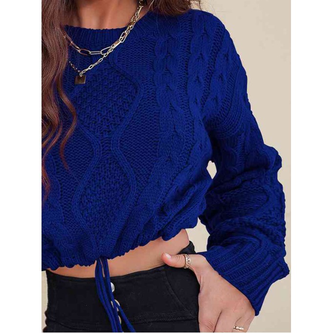 Drawstring Round Neck Sweater