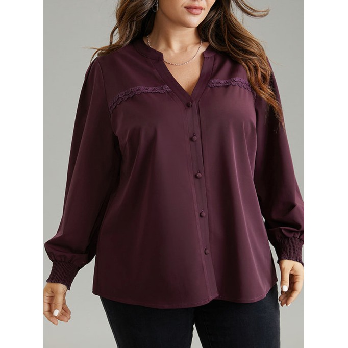 Elegant Burgundy V-neck shirt