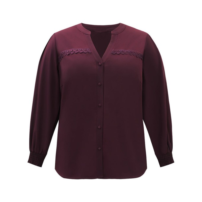 Elegant Burgundy V-neck shirt