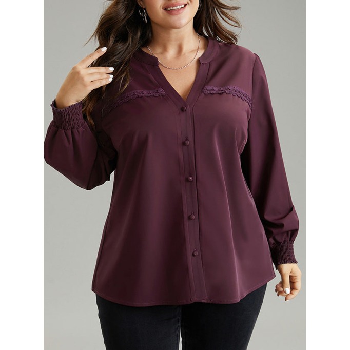 Elegant Burgundy V-neck shirt