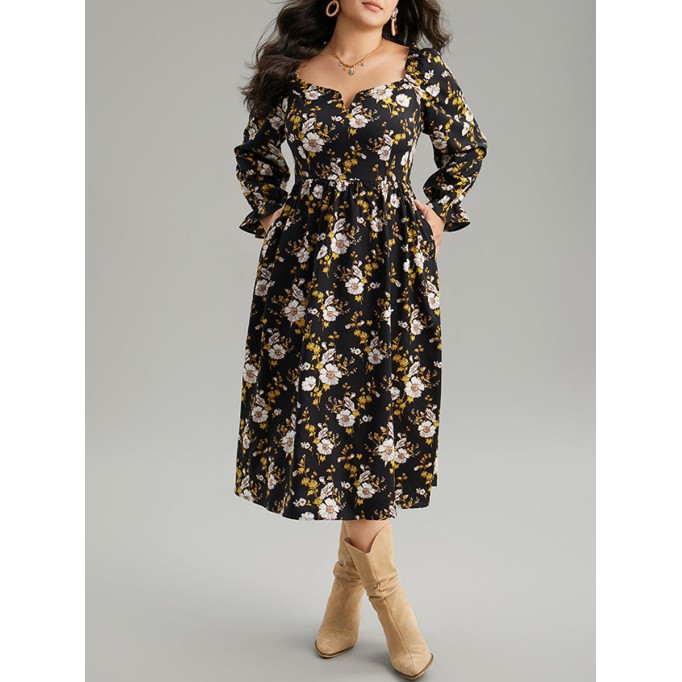 Elegant premium waist slimming dress with pockets