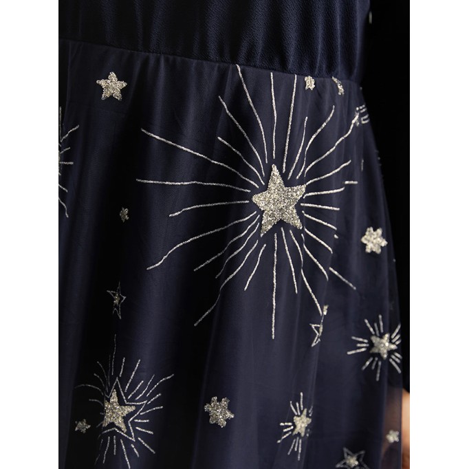 Elegant senior chiffon patchwork dress