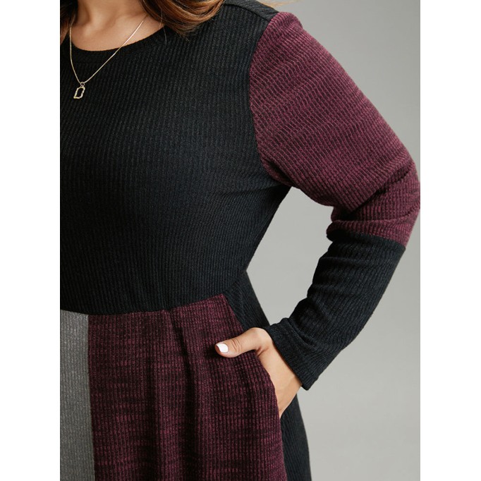 Elegant senior color combination waist dress MIDI skirt